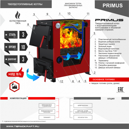 Котел твердотопливный PRIMUS 14 кВт – фото 2