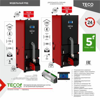 Котел автоматический пеллетный TECO 15 кВт – фото 5