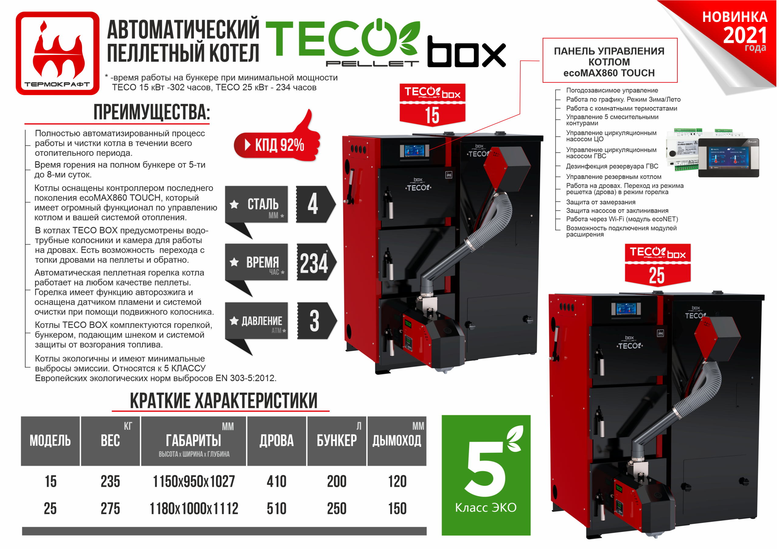 Котел автоматический пеллетный TECO BOX 15 кВт Котел автоматический пеллетный TECO BOX 15 кВт – фото 3