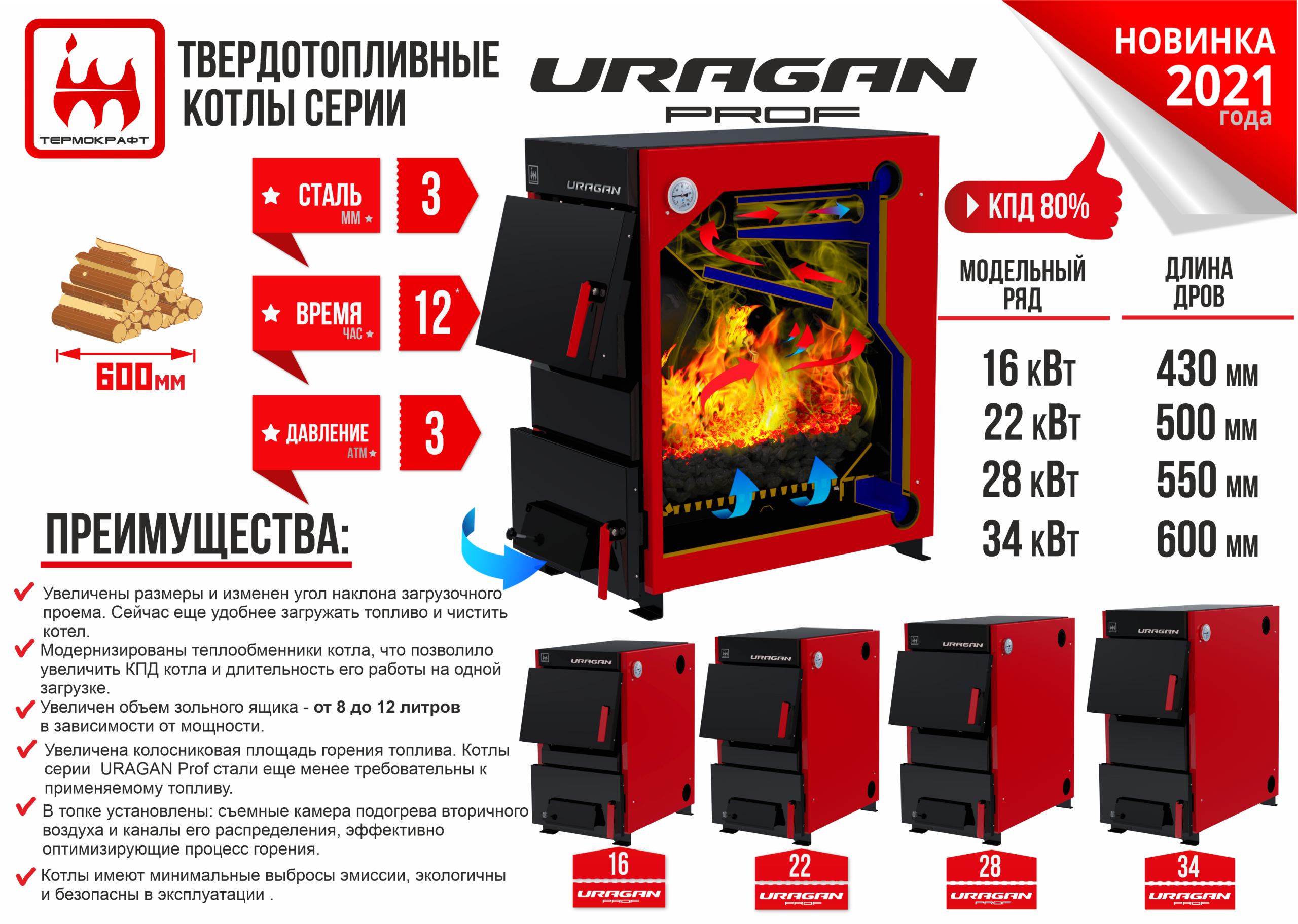 Котел отопительный комбинированный URAGAN Prof turbo 22 кВт Котел отопительный комбинированный URAGAN Prof turbo 22 кВт – фото 3