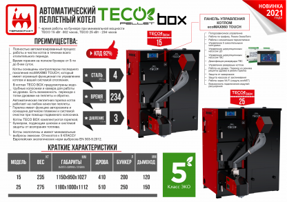 Котел автоматический пеллетный TECO BOX 25 кВт – фото 2