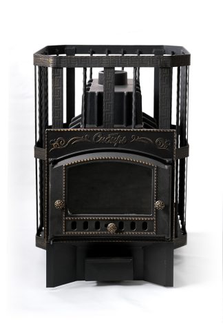 Печь банная чугунная "СИБИРЬ-32". Каминная дверка "Сибирь" (Кованная сетка) – фото 7